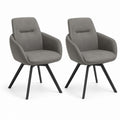 Lot de 2 chaises de salle à manger pivotantes gris foncé en microfibre avec pieds en acier 58 x 62 x 88 cm