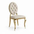 Chaise de salle à manger beige en polyester effet velours avec structure en acier inoxydable doré 50 x 55 x 100 cm