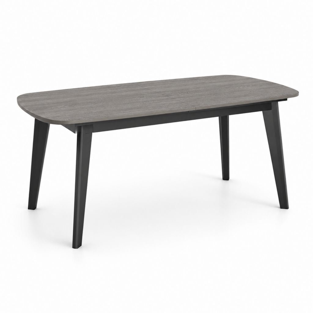 Table à manger rectangulaire extensible gris et noir en MDF et acier 160 x 90 x 75 cm