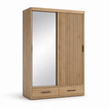 Armoire 2 portes coulissantes avec miroir chêne naturel 120 x 60 x 200 cm