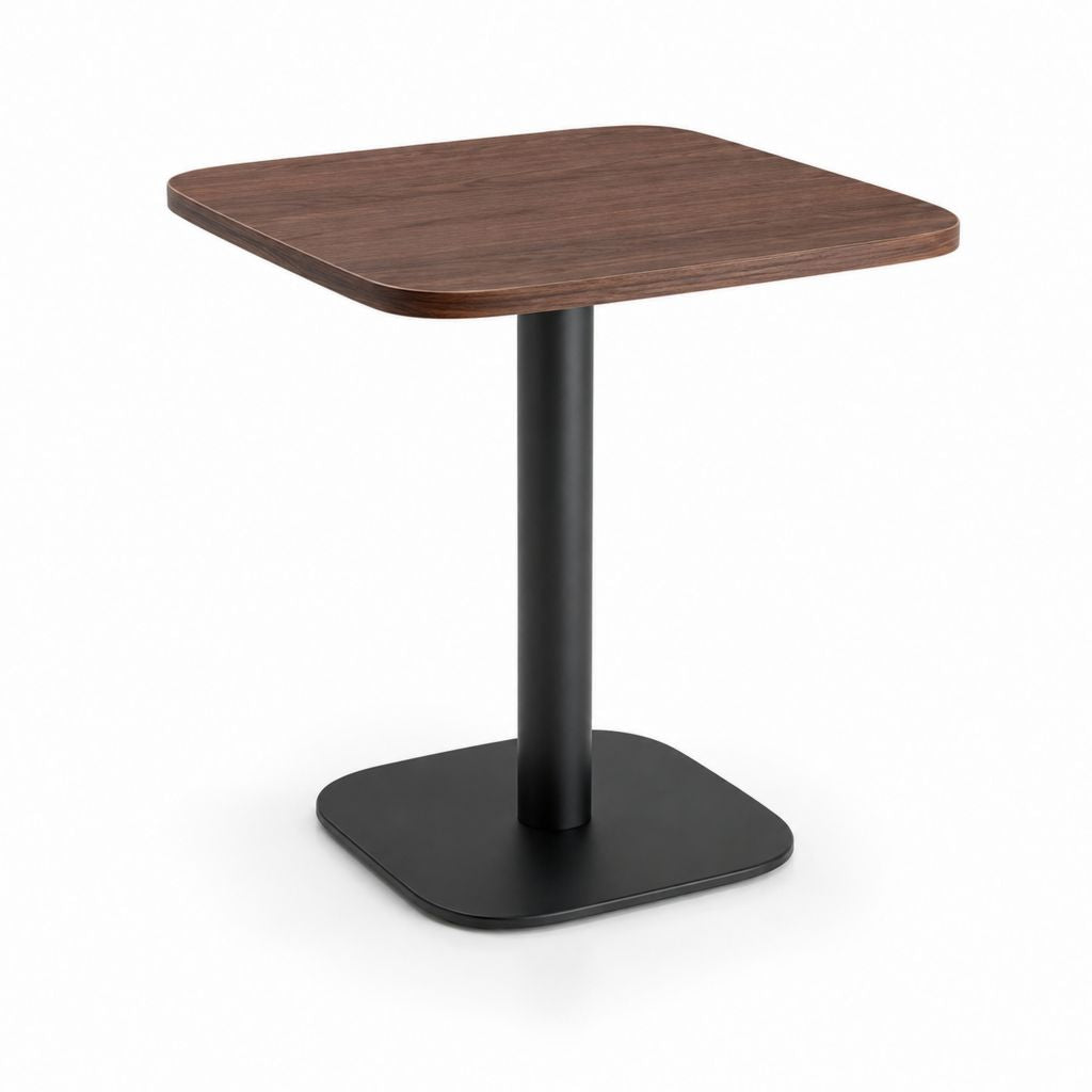 Table à manger carrée noyer et acier noir 70 x 70 x 75 cm