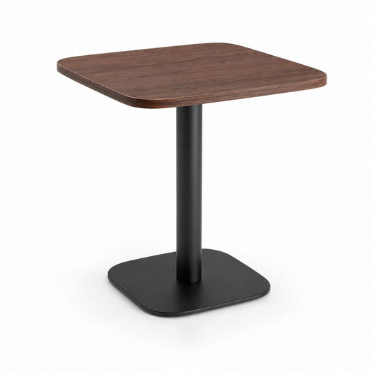 Table à manger carrée noyer et acier noir 70 x 70 x 75 cm