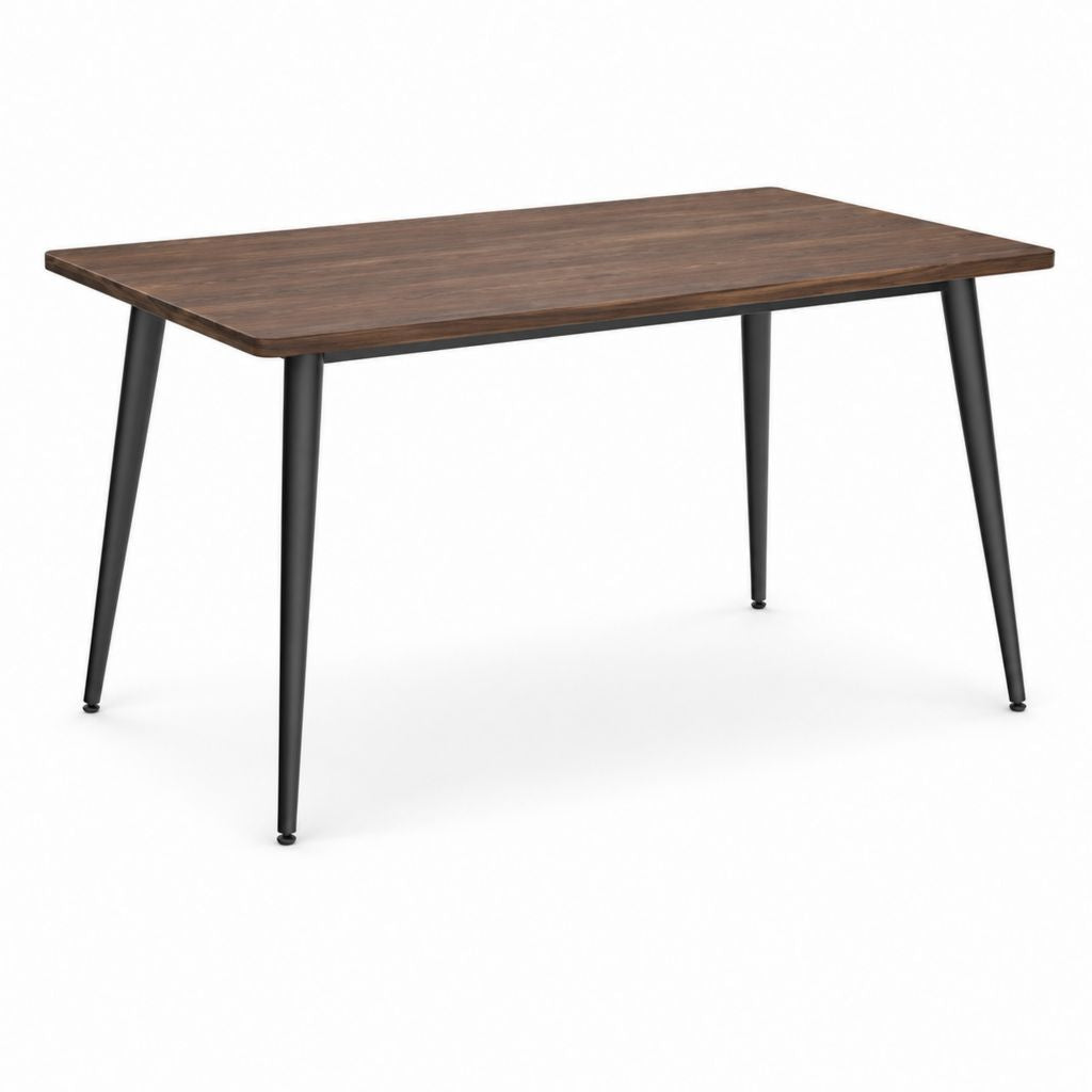 Table à manger rectangulaire marron et noir en panneau MDF plaqué noyer avec pieds en acier 120 x 80 x 75 cm