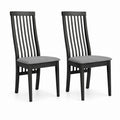 Lot de 2 chaises de salle à manger noires en bois massif avec assise grise en polyester 43 x 52 x 97 cm
