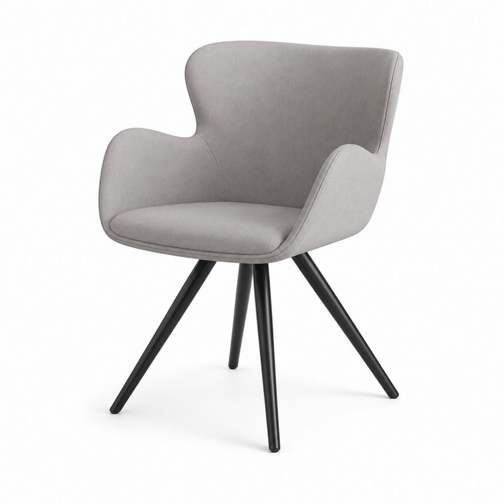 Chaise de salle à manger avec accoudoirs gris en polyester effet suédine et acier 61 x 63 x 84 cm