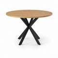 Table à manger ronde chêne clair et noir plateau MDF plaqué chêne Ø 120 x H 75 cm