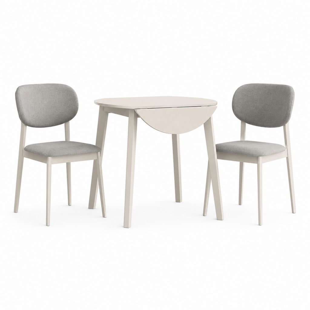 Ensemble table à manger pliante avec 2 chaises gris et blanc en MDF et polyester 100 x 70 x 75 cm