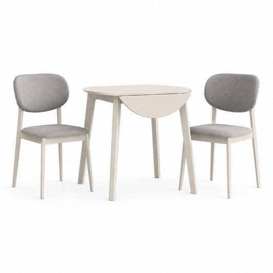 Ensemble table à manger pliante avec 2 chaises gris et blanc en MDF et polyester 100 x 70 x 75 cm
