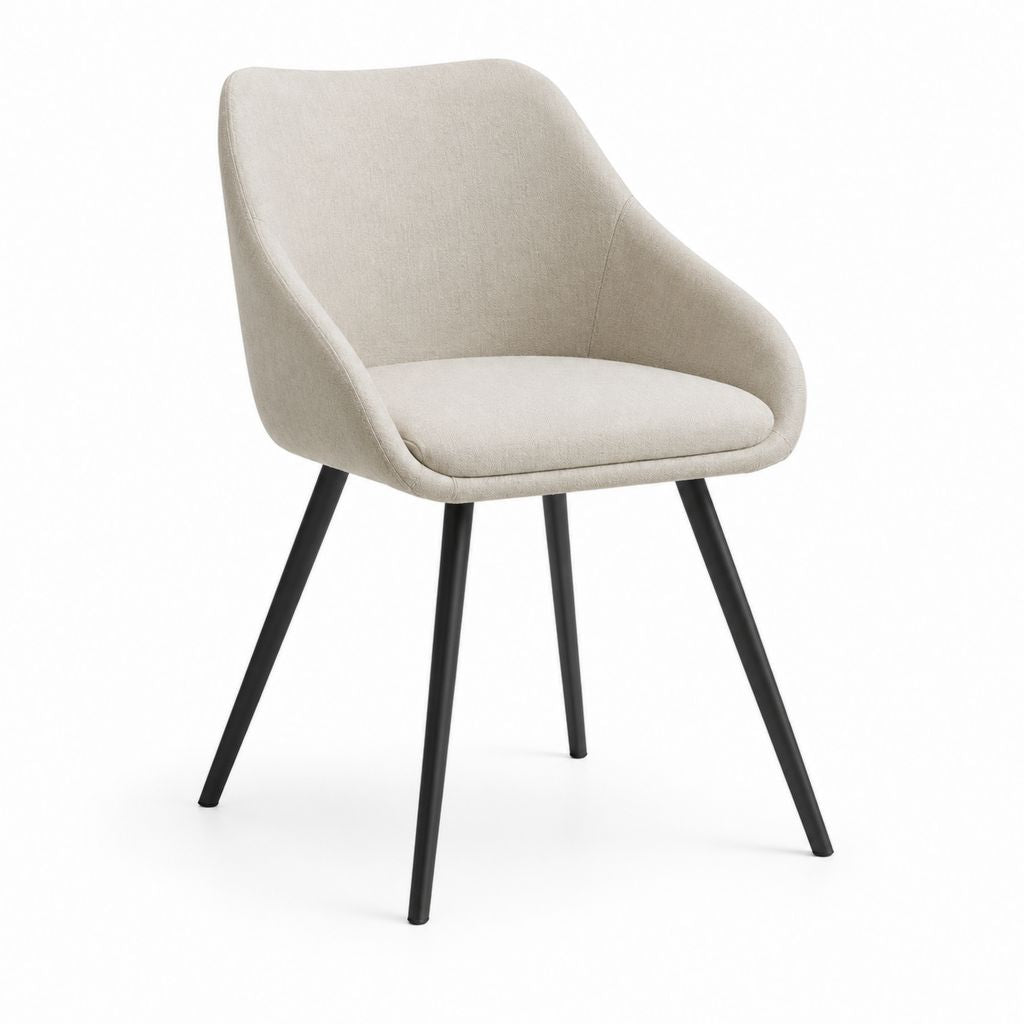 Chaise de salle à manger avec accoudoirs beige en polyester et acier 58 x 60 x 82 cm
