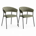 Lot de 2 chaises de salle à manger vert olive en velours polyester avec accoudoirs et pieds en acier 56 x 59 x 79 cm
