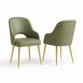 Chaise de salle à manger avec accoudoirs vert olive en revêtement PU et acier 56 x 60 x 83 cm
