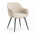 Chaise de salle à manger avec accoudoirs beige en polyester et acier 58 x 60 x 82 cm