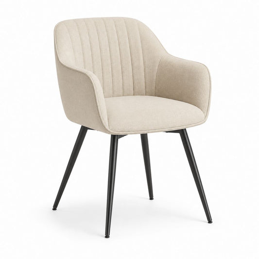Chaise de salle à manger avec accoudoirs beige en polyester et acier 58 x 60 x 82 cm