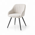 Chaise de salle à manger beige en polyester bouclette avec pieds en acier 58 x 60 x 82 cm