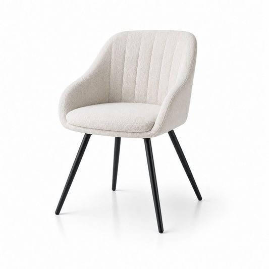 Chaise de salle à manger beige en polyester bouclette avec pieds en acier 58 x 60 x 82 cm