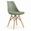 Chaise de salle à manger verte en polypropylène avec coussin polyester et pieds en hêtre 46 x 53 x 82 cm