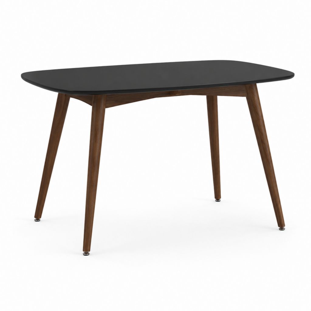 Table à manger rectangulaire noire en MDF et bois massif 140 x 80 x 75 cm