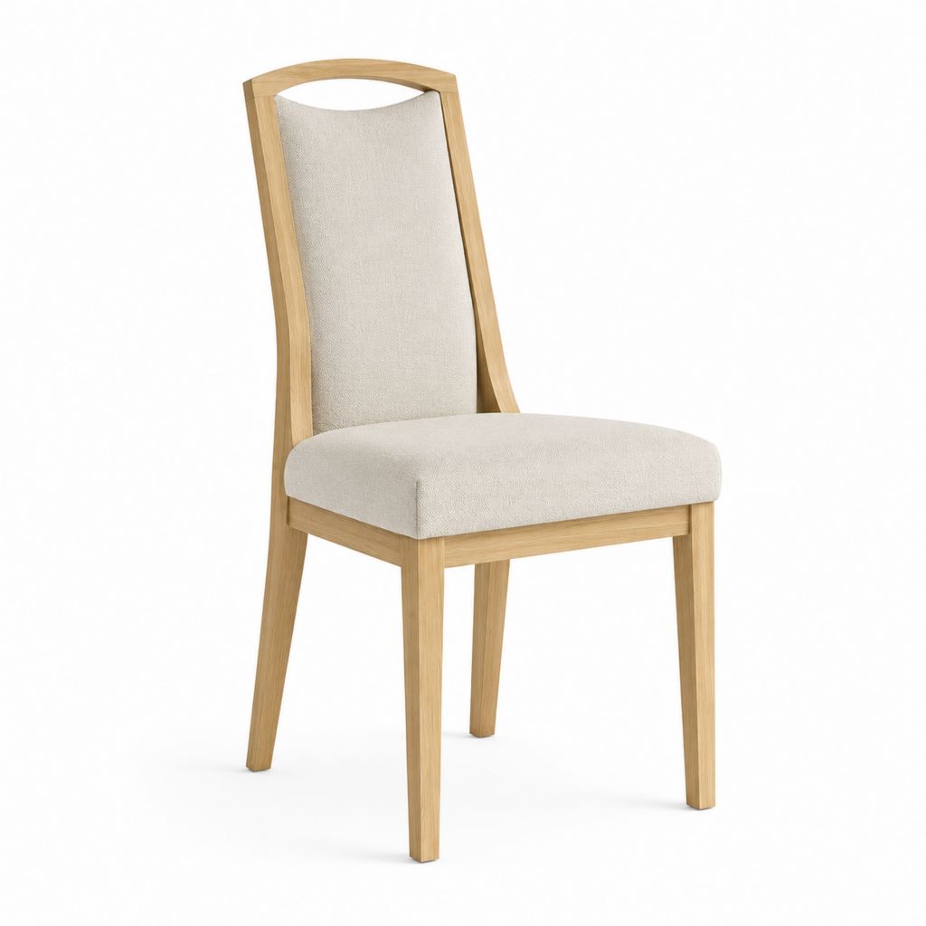 Chaise de salle à manger beige en chêne massif avec assise rembourrée 46 x 58 x 100 cm